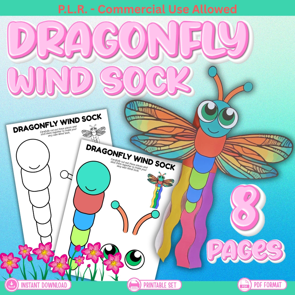 PLR Printable Dragonfly Windsock