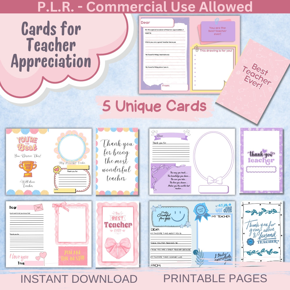 PLR Teacher Appreciation Cards