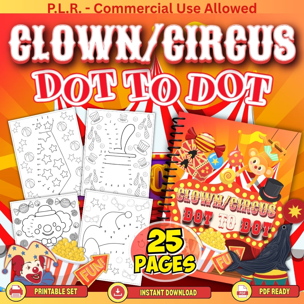 PLR Printable Clown/Circus Dot to Dot