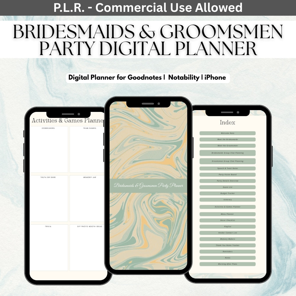 PLR Digital Bridesmaids and Groomsmen Party Planner