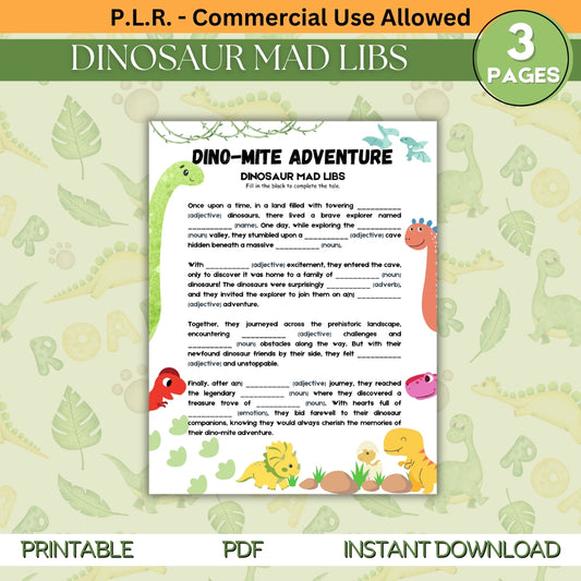 PLR Dinosaur Mad Lib