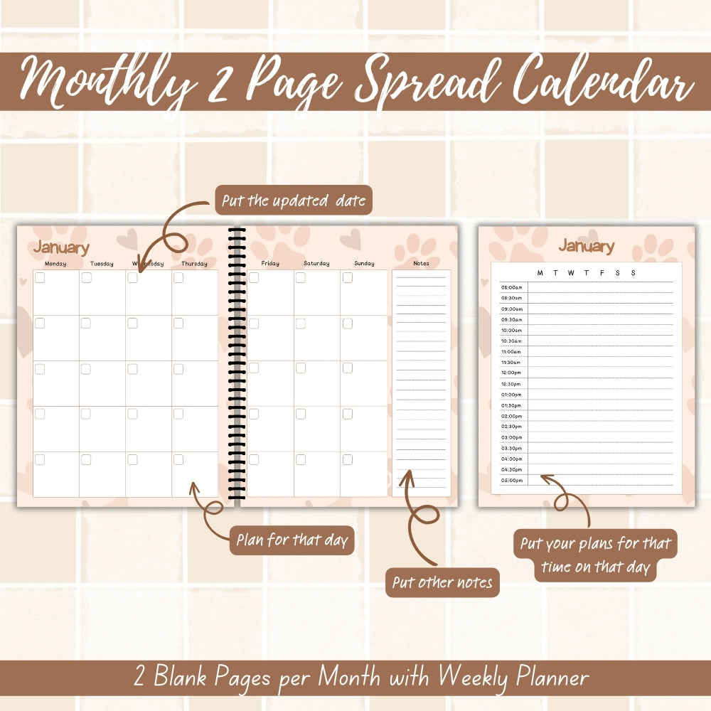 PLR Tan Dog Walker Planner