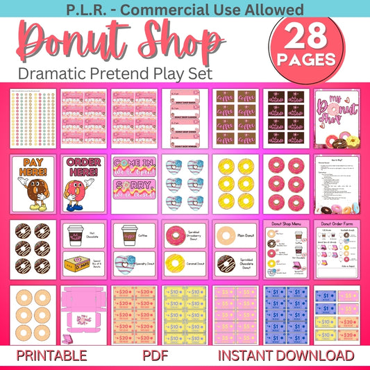 PLR Donut Shop Pretend Play Printables Set