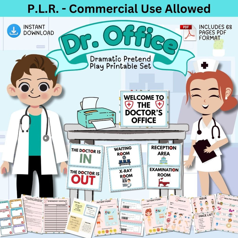 PLR Dr. Office Dramatic Pretend Play Printable Set plrprintablesstore
