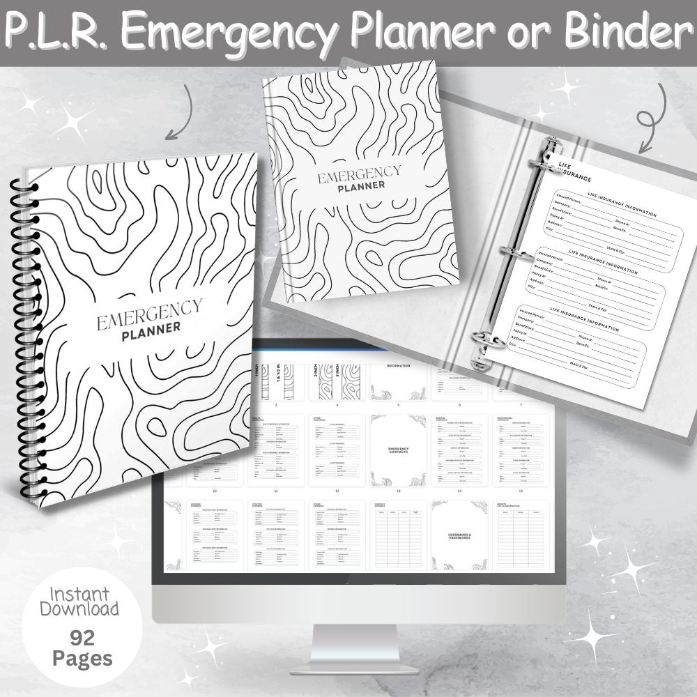 PLR Black & White Emergency Planner