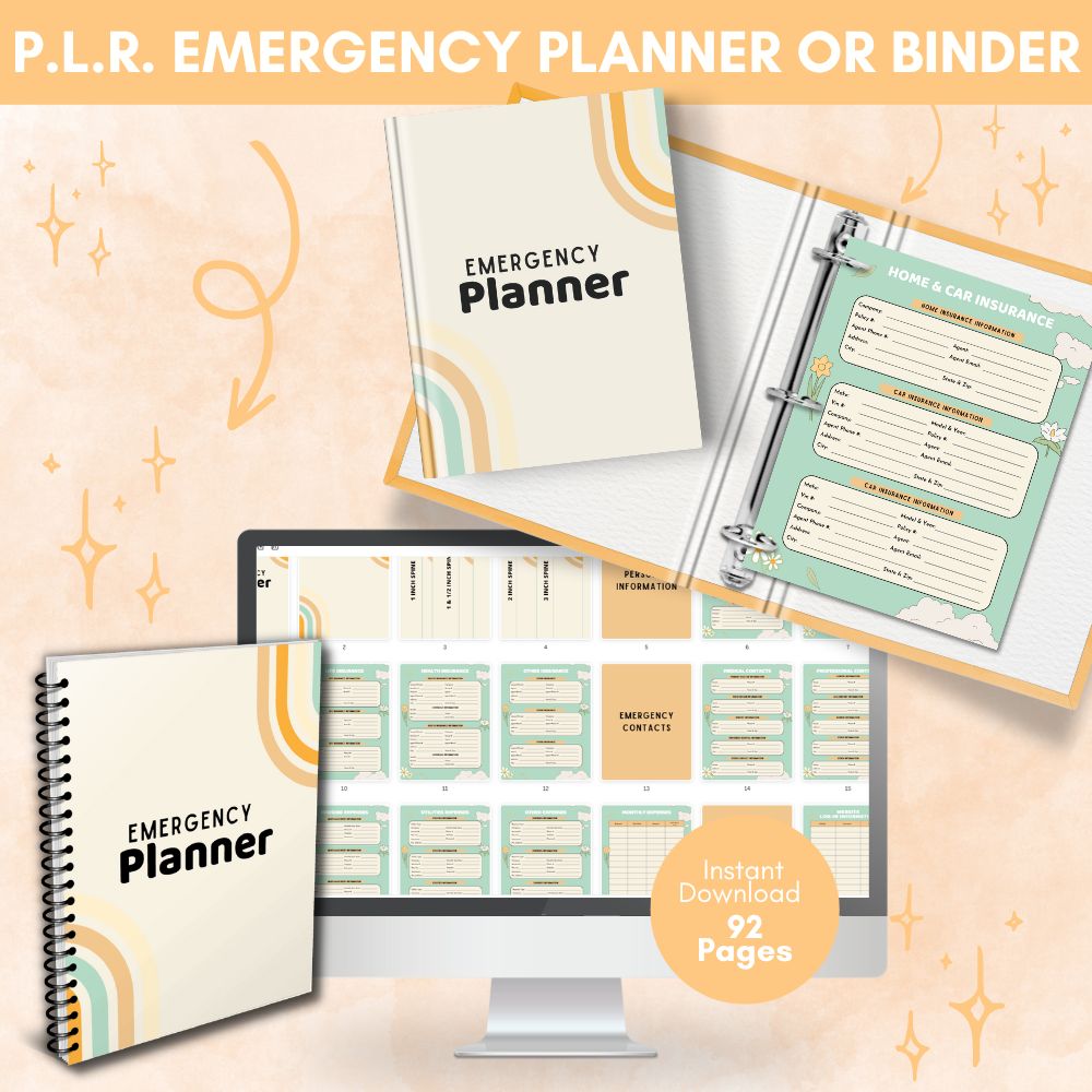 PLR Green/Orange Emergency Planner – Plr-printables-store