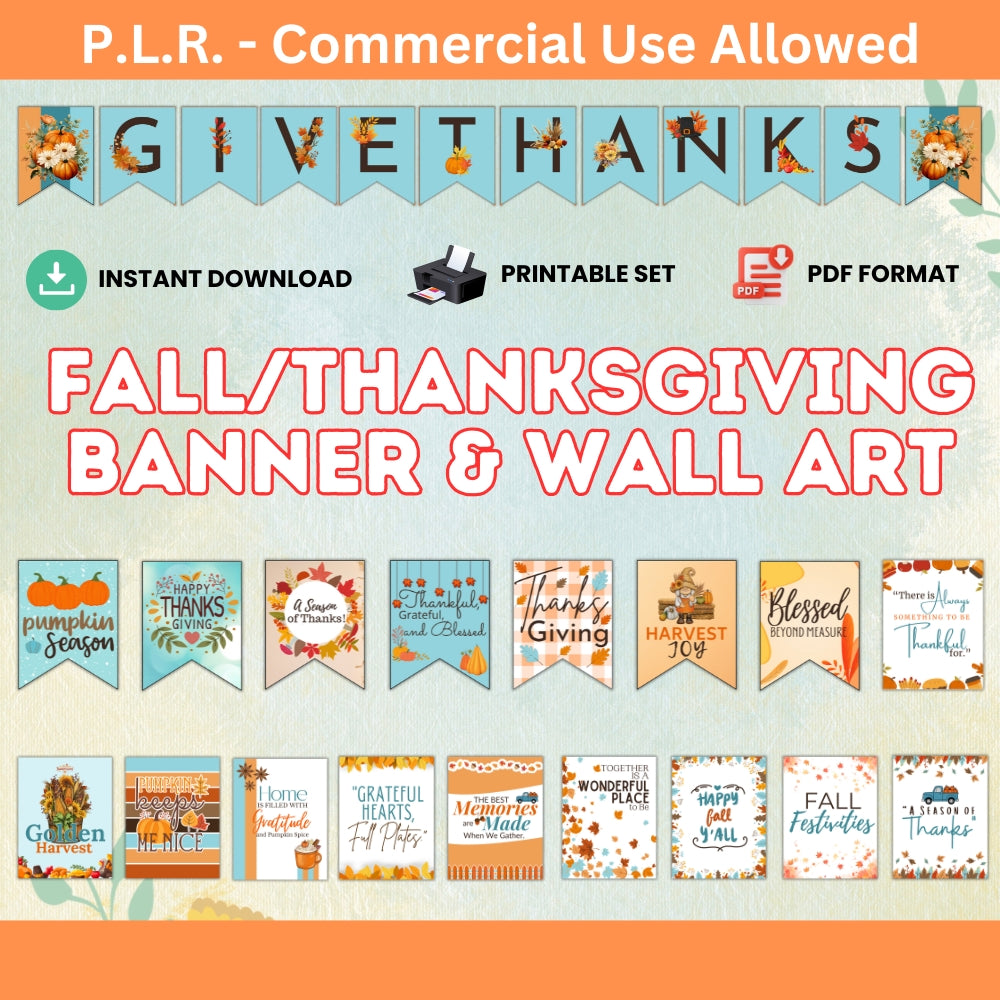 PLR Fall Banner and Wall Art for Home or Classroom