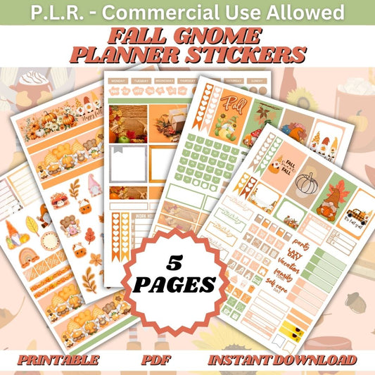 PLR Fall Gnome Planner Stickers