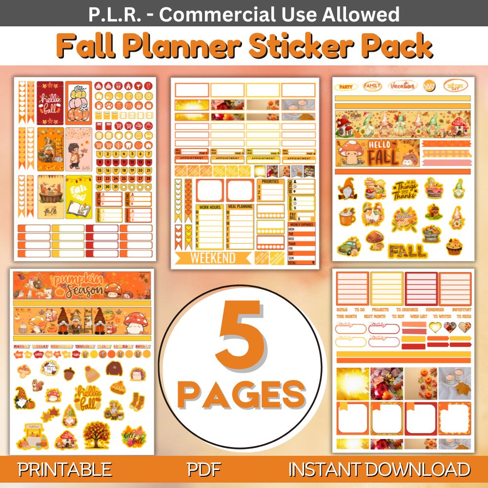 Falling Load Stickers PLR Fall Planner Stickers – plr-printables-store