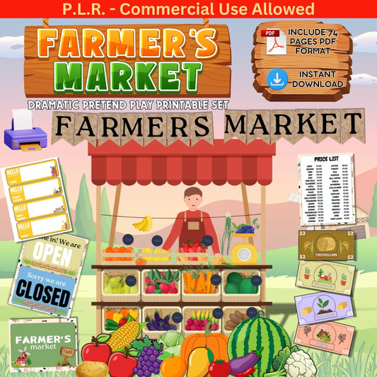 PLR Farmers Market Pretend Play Printables Set