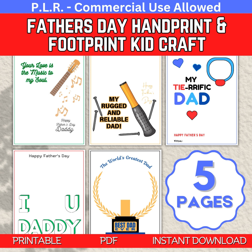 PLR Father's Day Handprint and Footprint Kid Craft