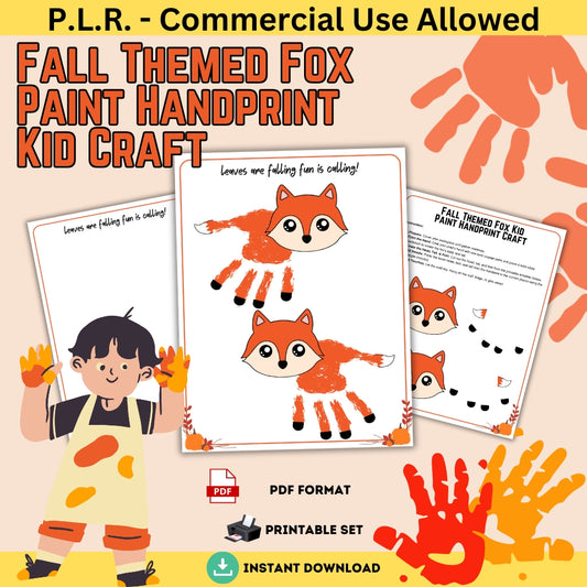 PLR Fox Handprint (Paint) Kid Craft