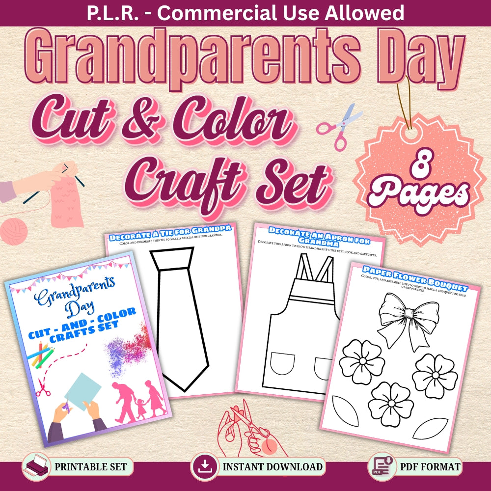 PLR Printable Grandparents Day Cut and Color Set