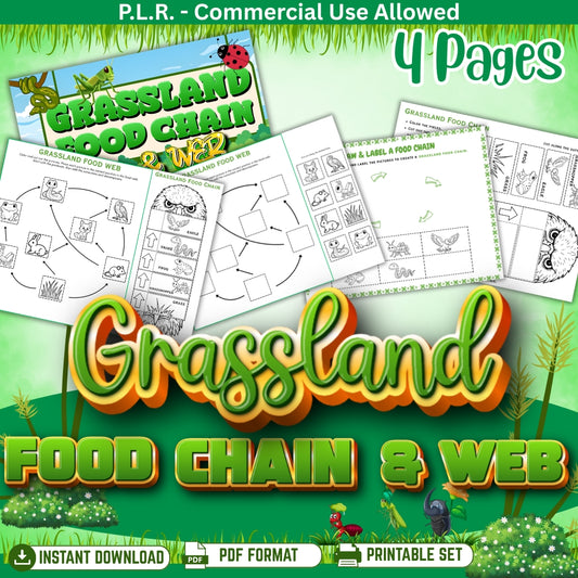 PLR Printable Grassland Food Web and Food Chain
