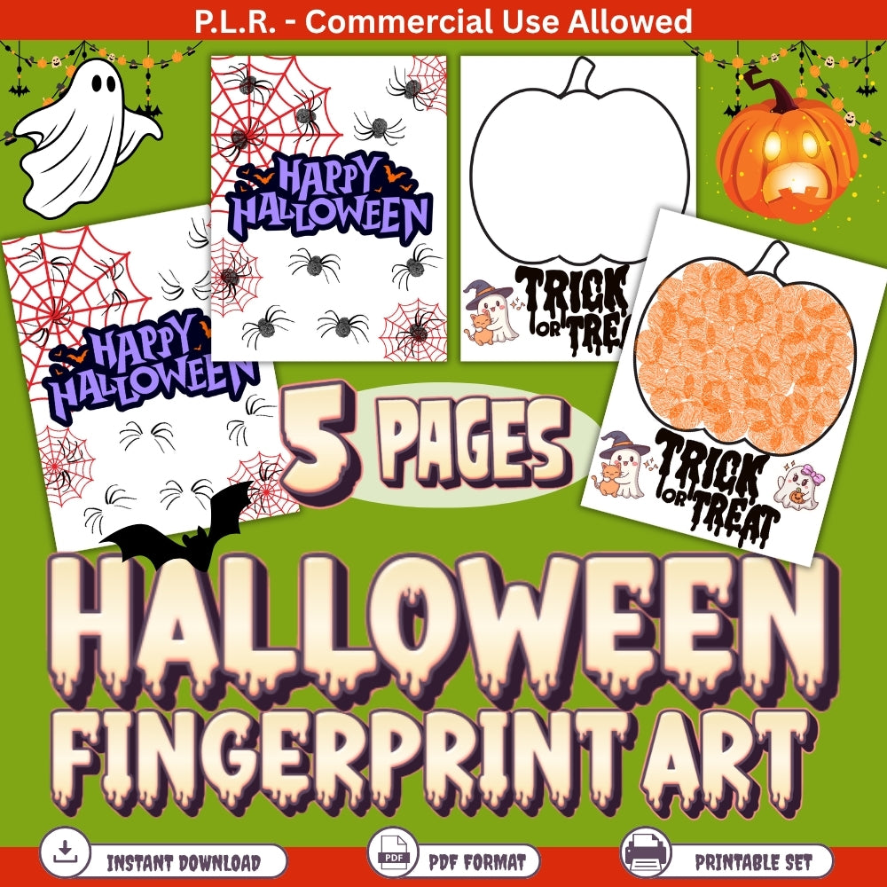 PLR Printable Halloween Fingerprint Art