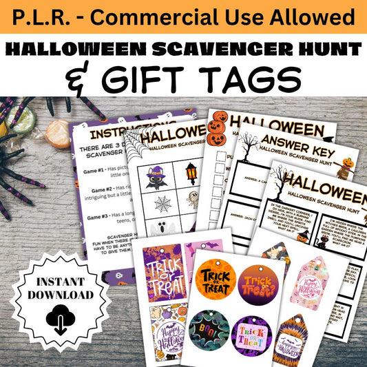 PLR Halloween Scavenger Hunt & Gift Tags