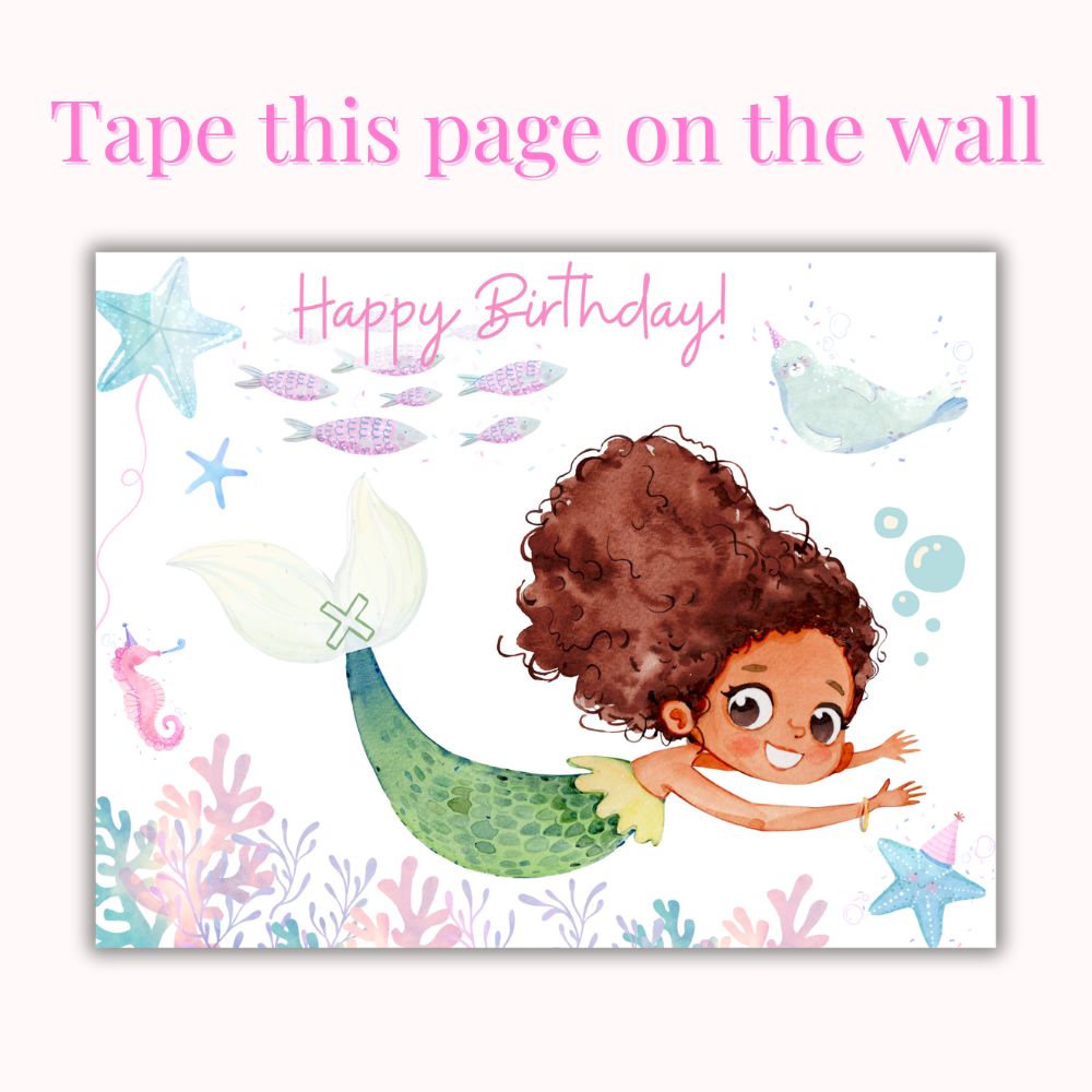 PLR Happy Birthday Pin the Tail on the Mermaid