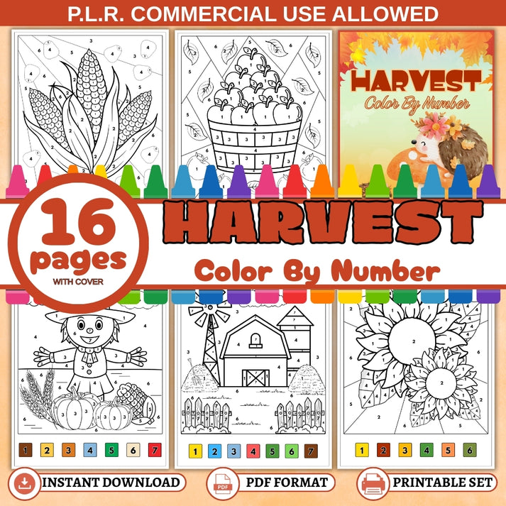 PLR Harvest Color by Number – plr-printables-store