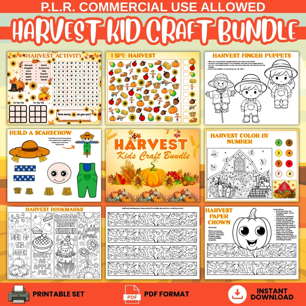 PLR Harvest Kid Craft Bundle plrprintablesstore