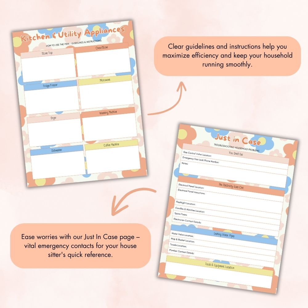 PLR Flower Design House Sitter Planner