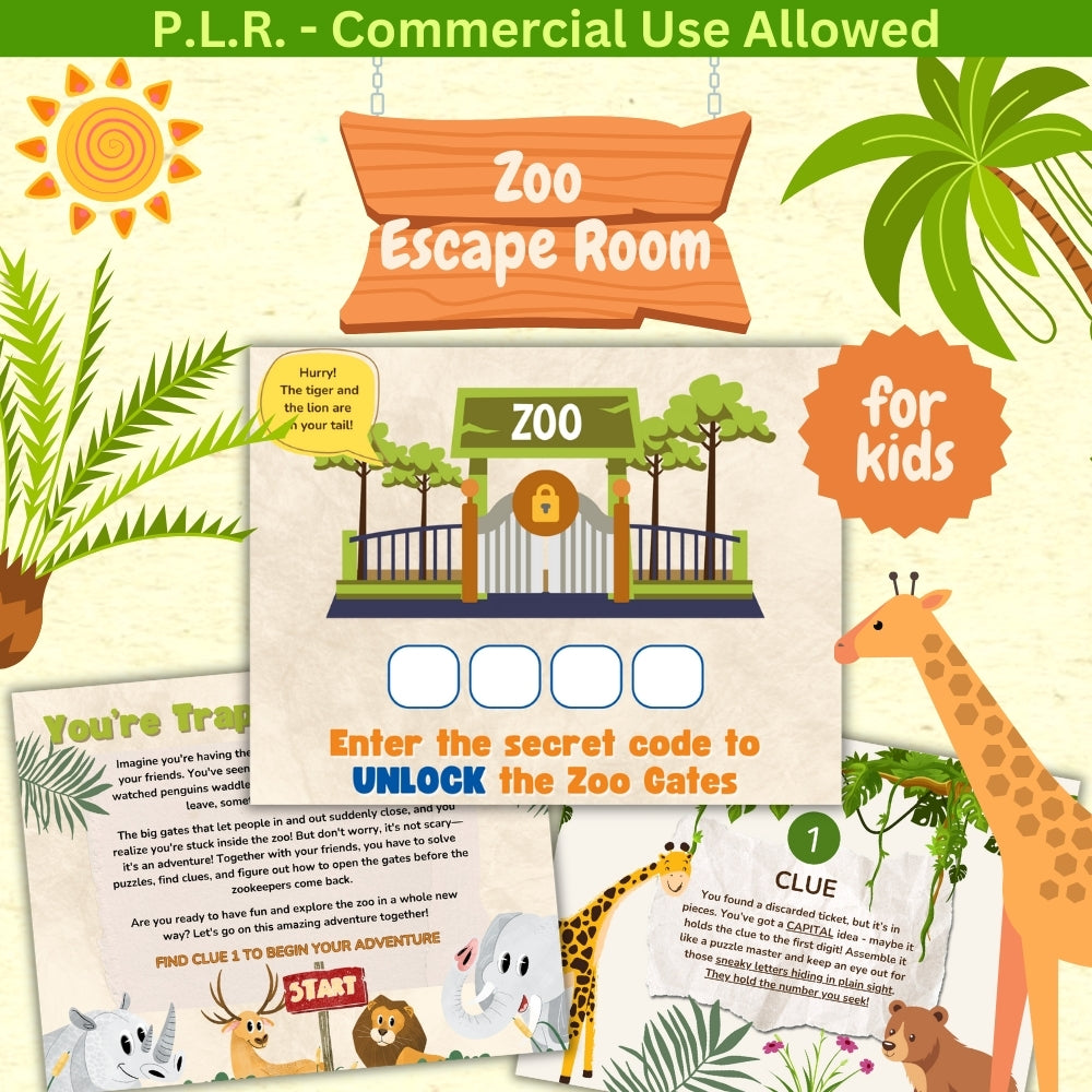 PLR Zoo Escape Room for Kids