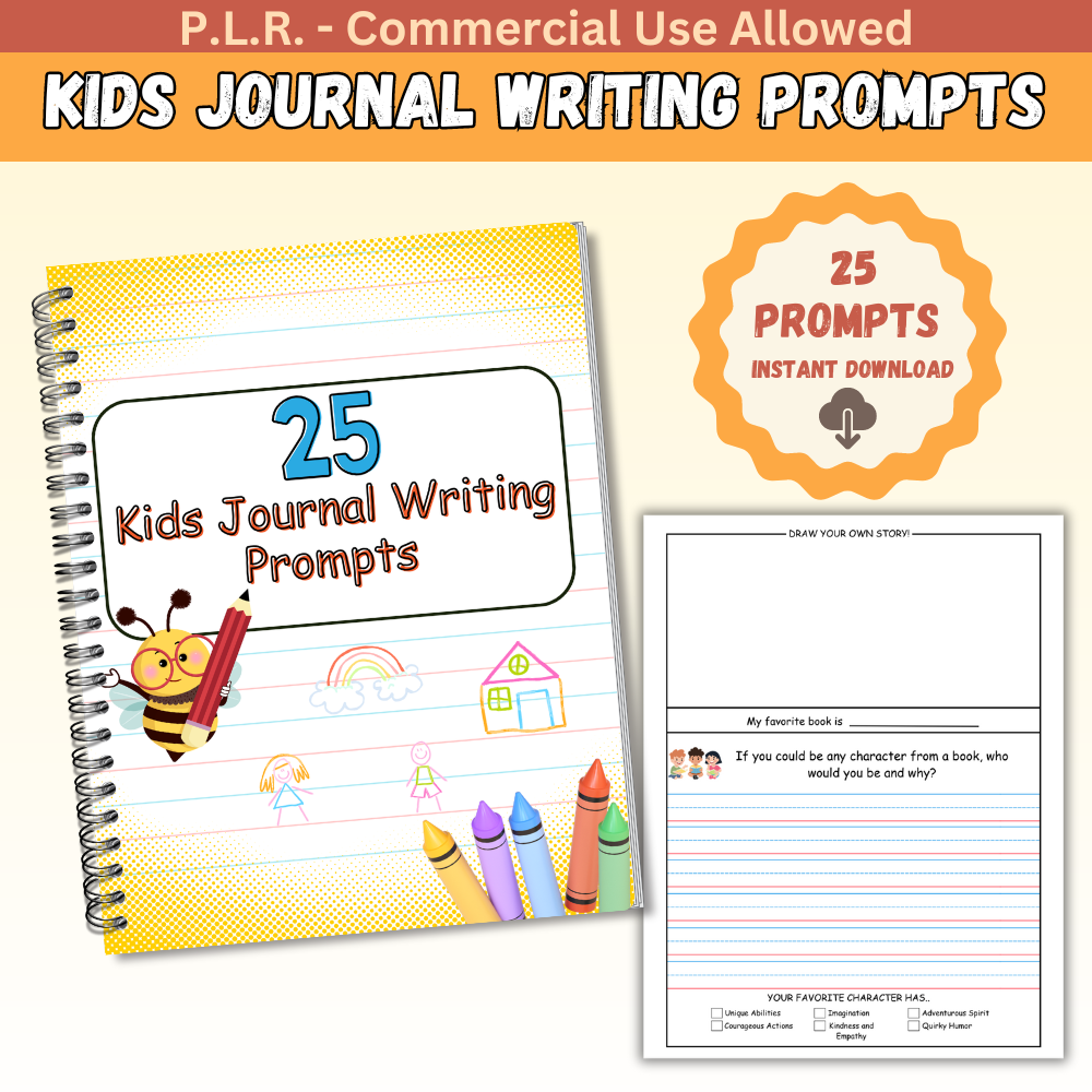 PLR 25 Kids Journal Writing Prompts – plr-printables-store