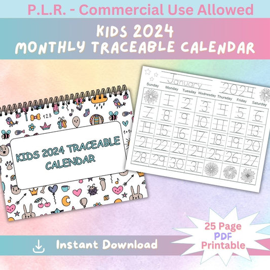 PLR Kids Traceable Monthly Calendar