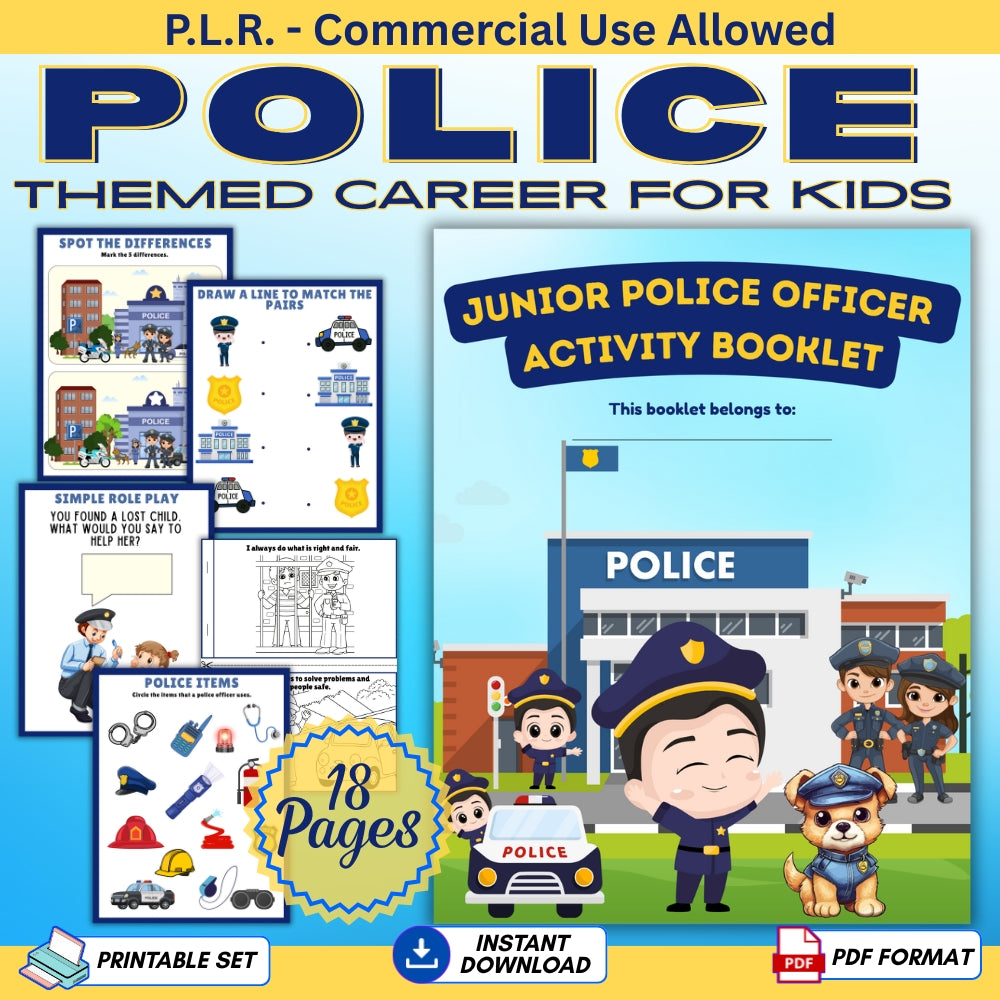 PLR Kids Police Themed Activity Pack