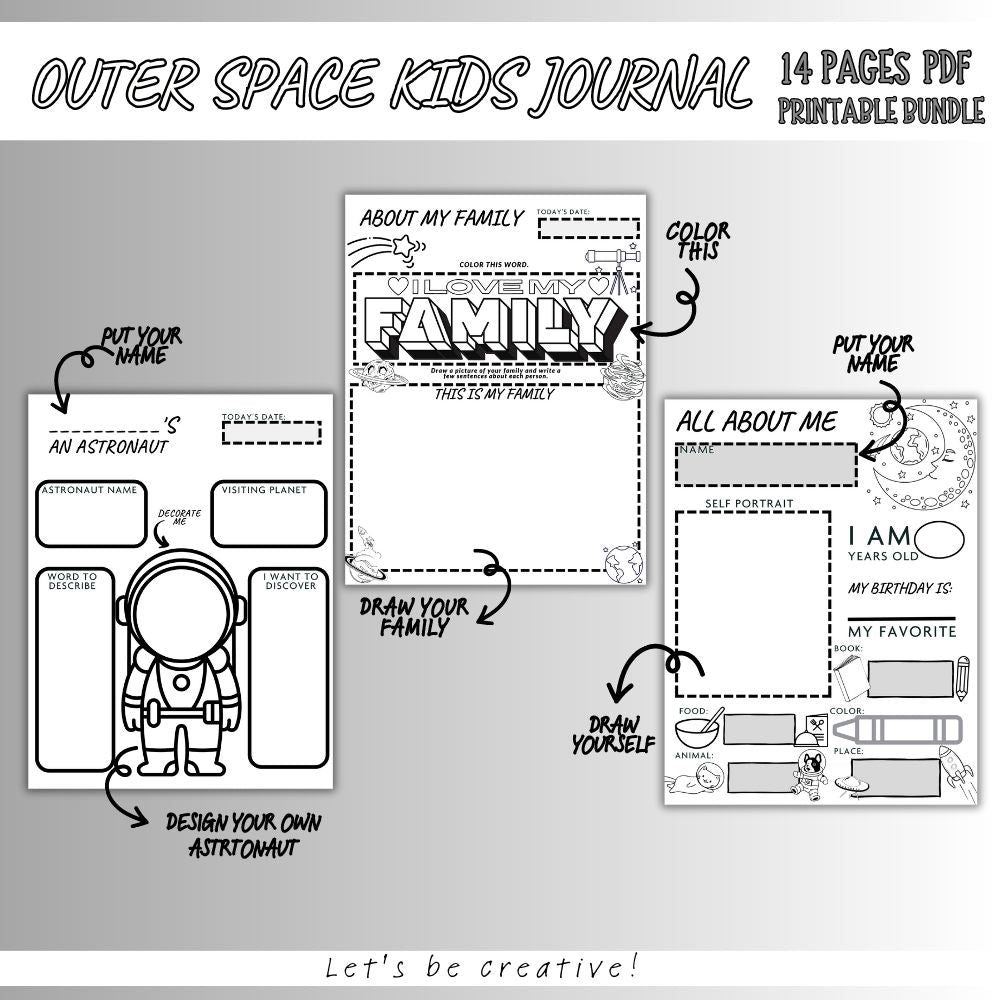 PLR Black and White Kids Space Journal