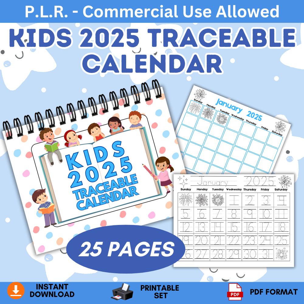 PLR Kids Traceable Monthly Calendar