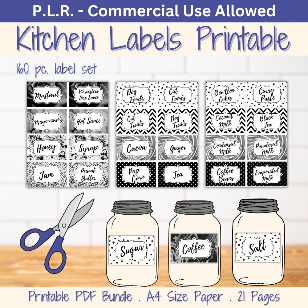 PLR Kitchen Labels plrprintablesstore
