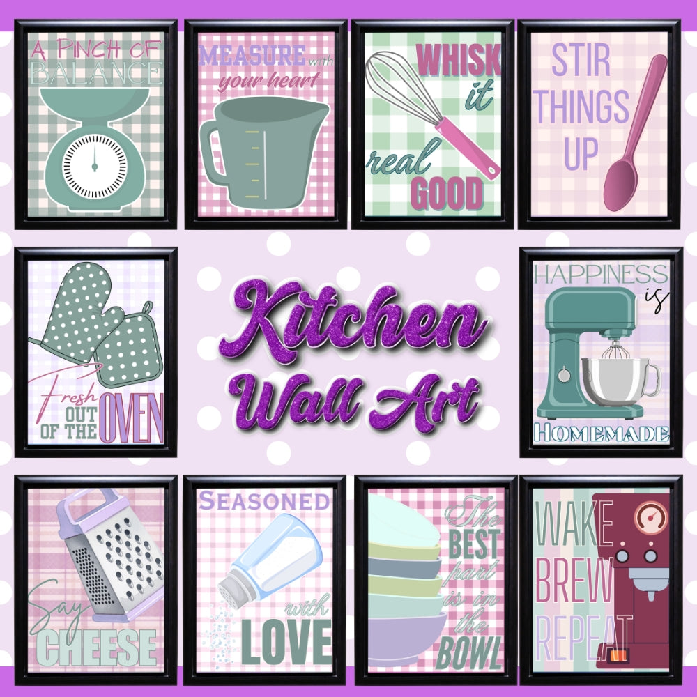 PLR Printable Kitchen Organization Pages Purple/Green