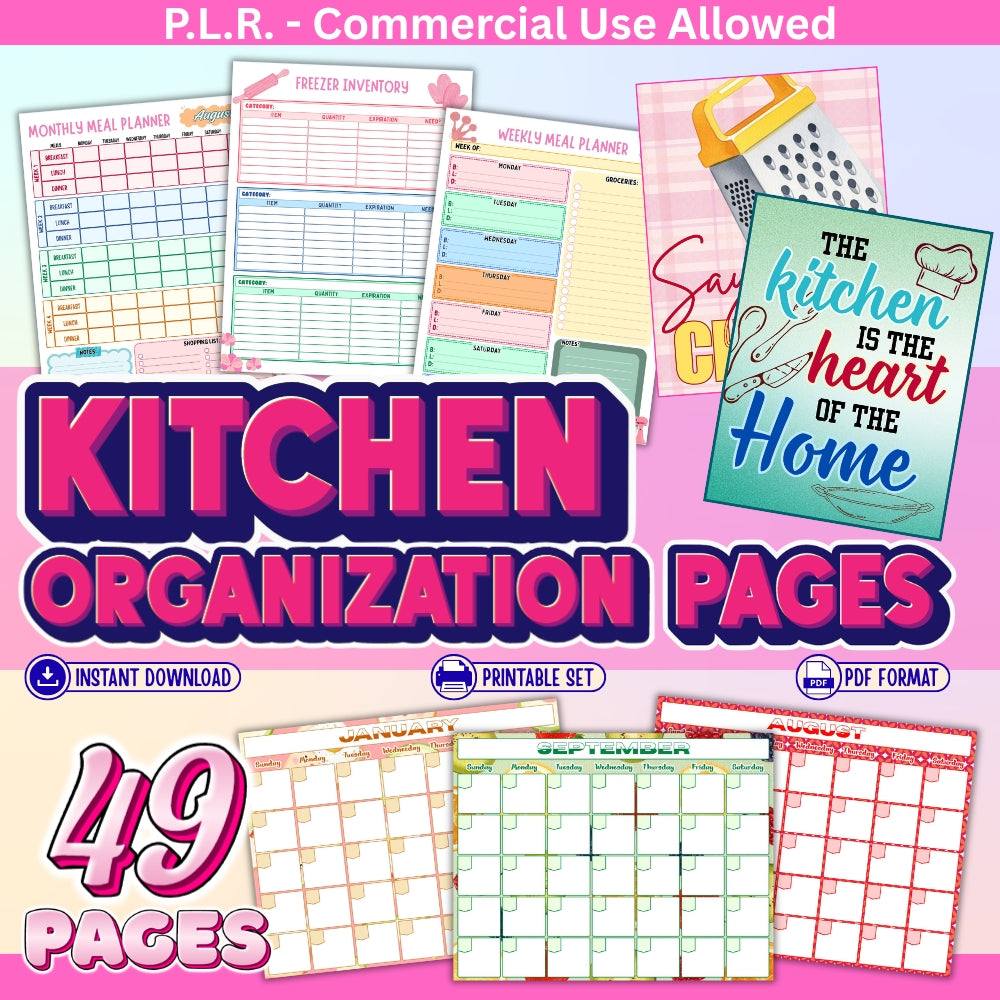 PLR Printable Kitchen Organization Pages