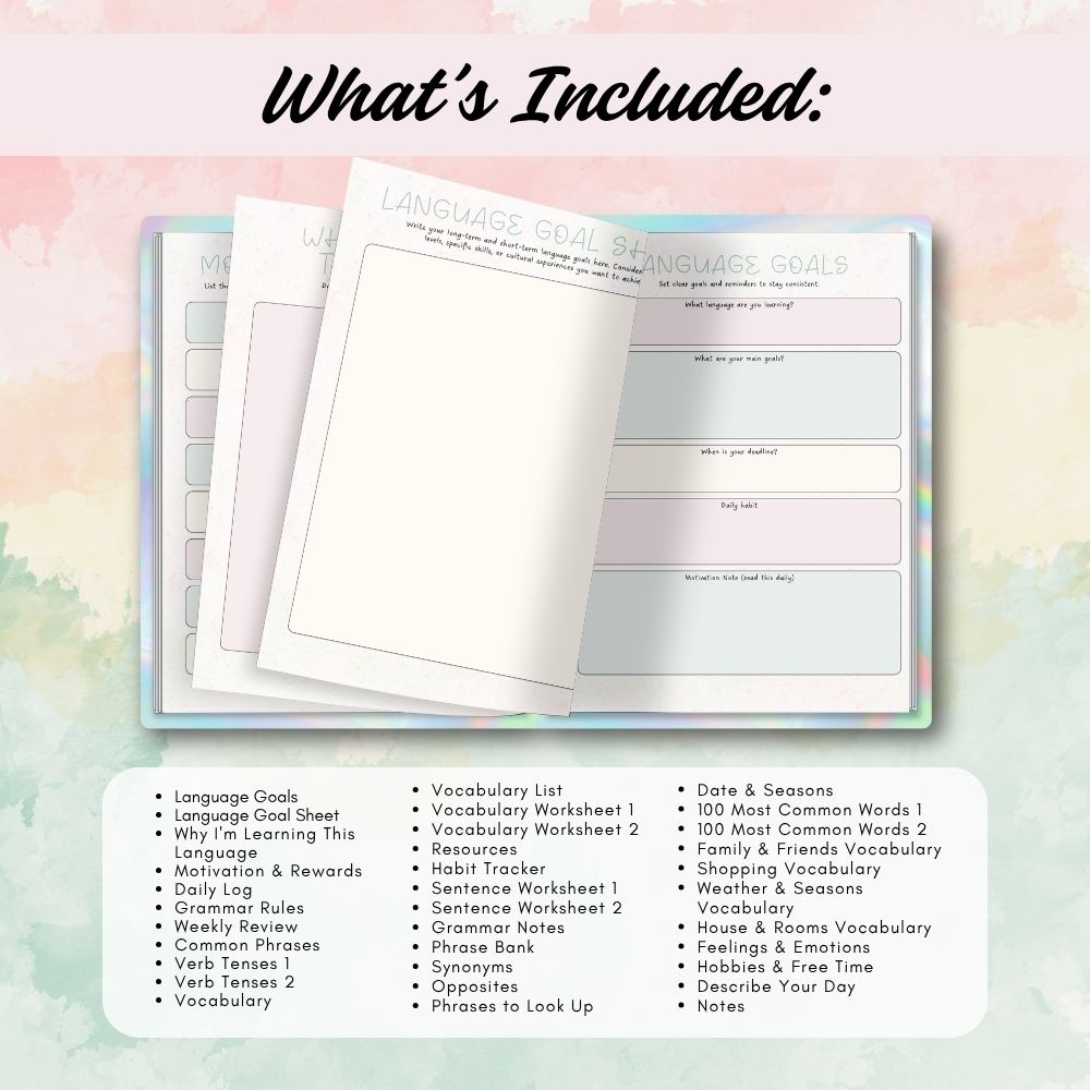 PLR Printable Language Learning Planner