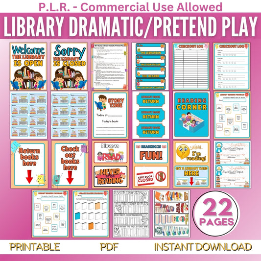 PLR Library Pretend Play Printables Set