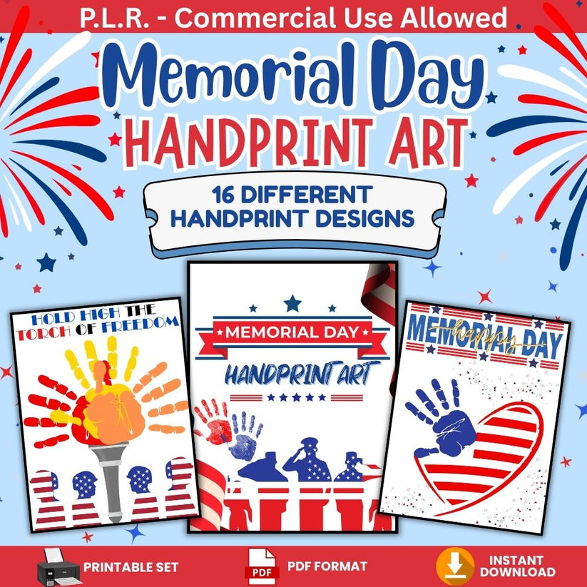 PLR Printable Memorial Day Handprint Art – plr-printables-store