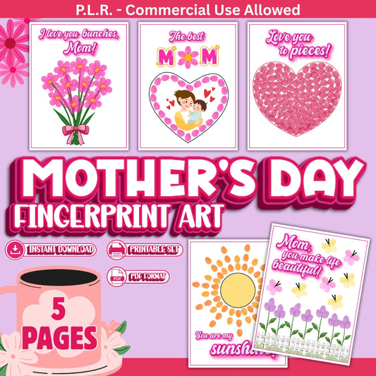PLR Printable Mother's Day Fingerprint Art