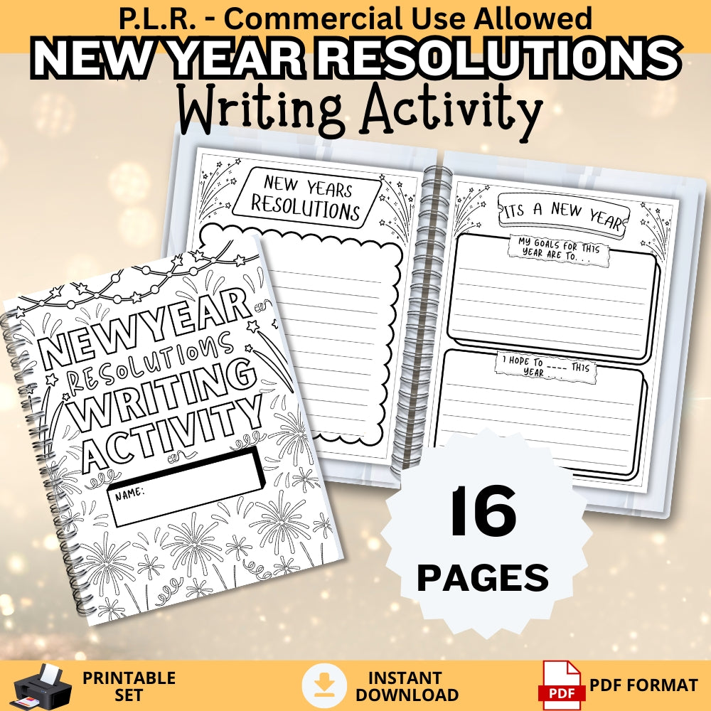 PLR New Year Resolutions Writing Activity