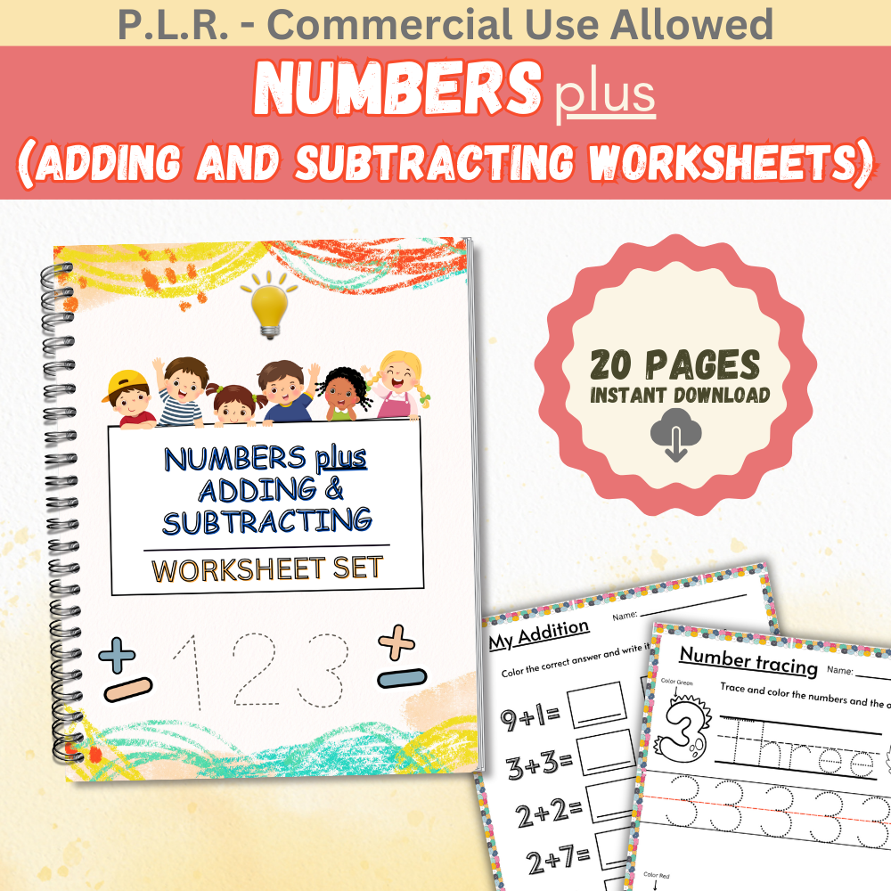 PLR Numbers plus Adding and Subtracting Worksheets – plr-printables-store
