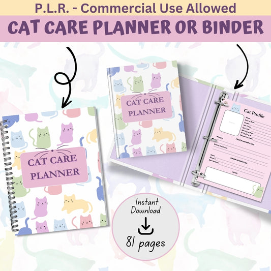 PLR Pastel Cat Care Planner