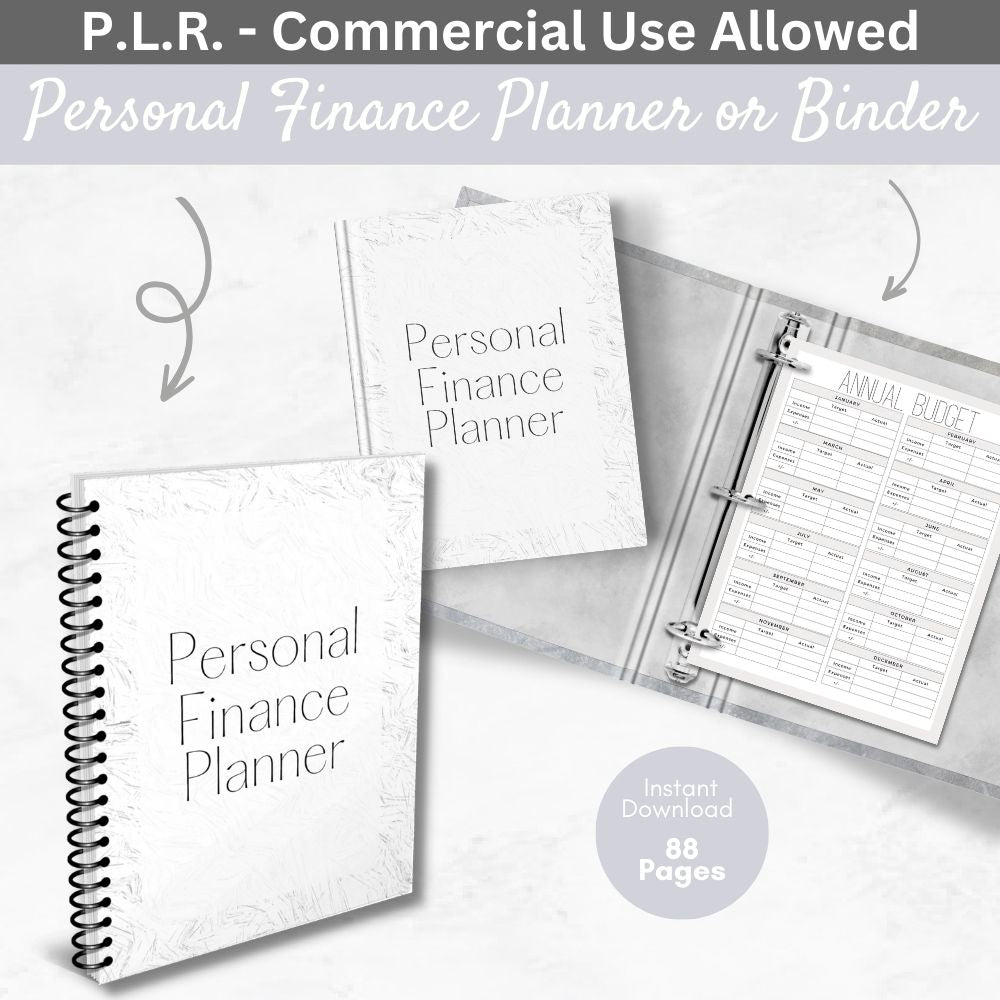 PLR Black & White Personal Finance Planner