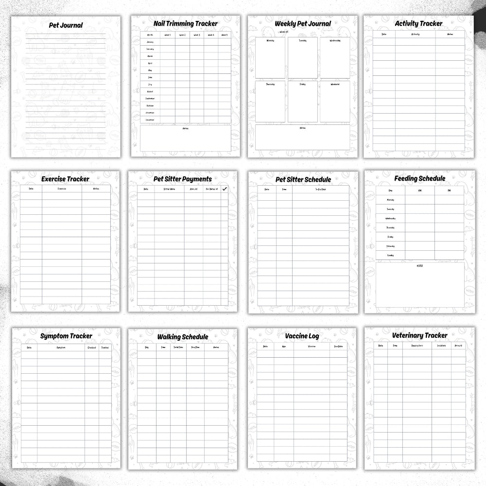 PLR Black and White Pet Planner