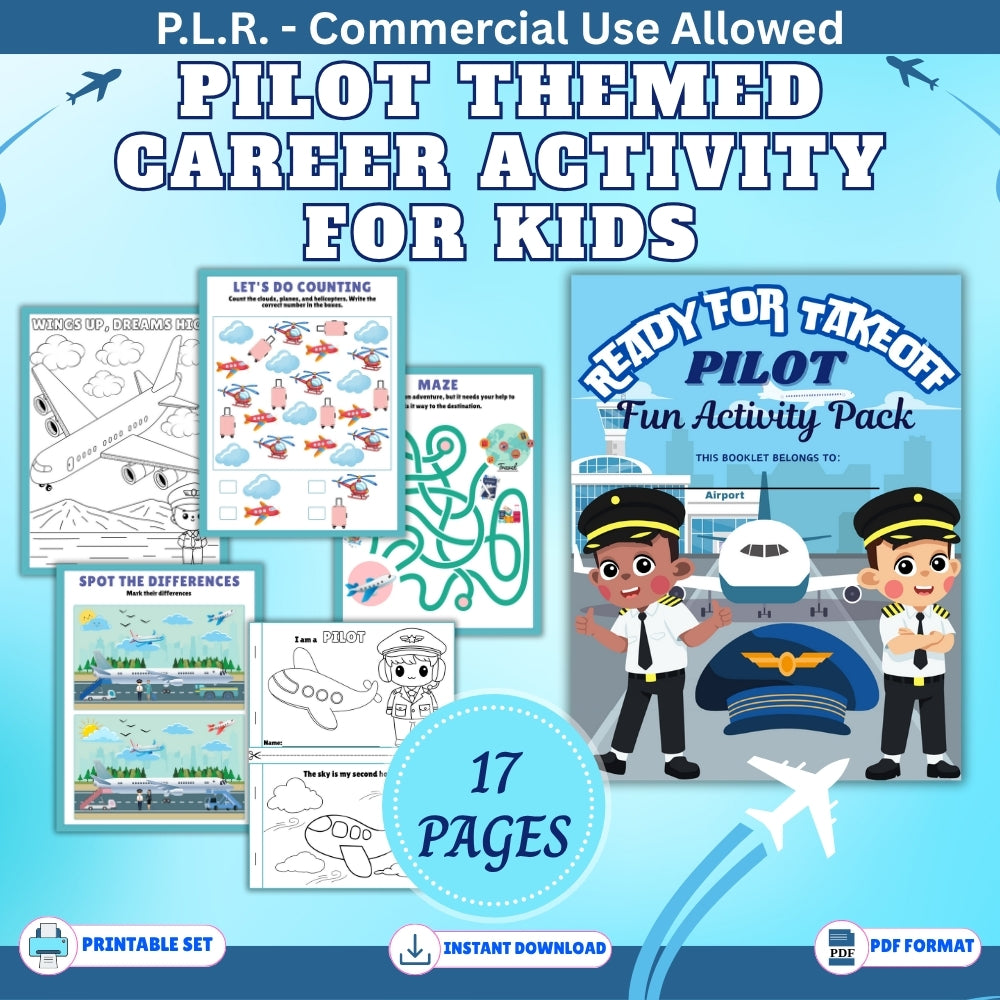 PLR Kids Pilot Themed Activity Pack plrprintablesstore
