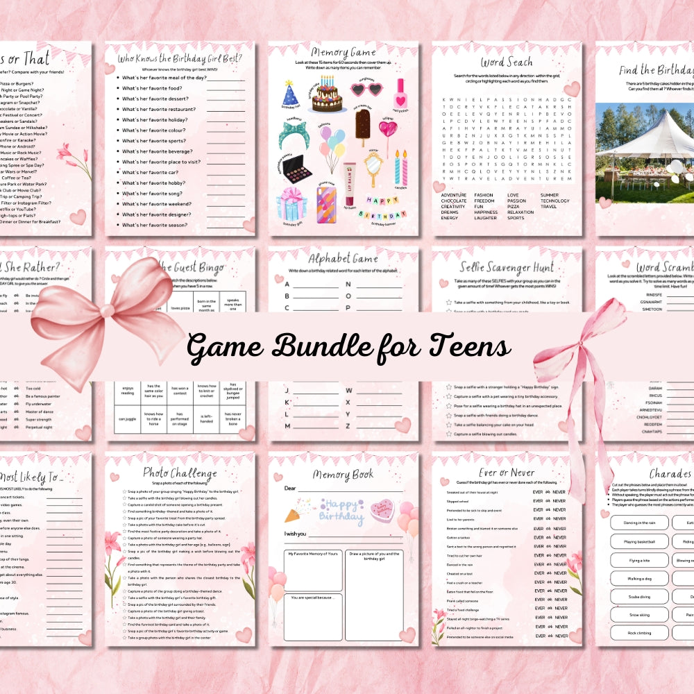 PLR Teen Birthday Party Game Bundle