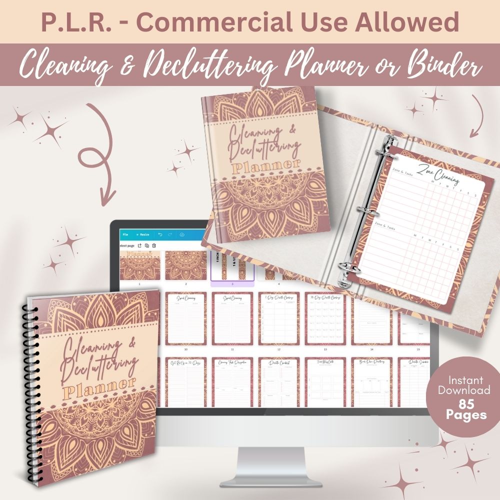 PLR Pink Cleaning and Decluttering Planner