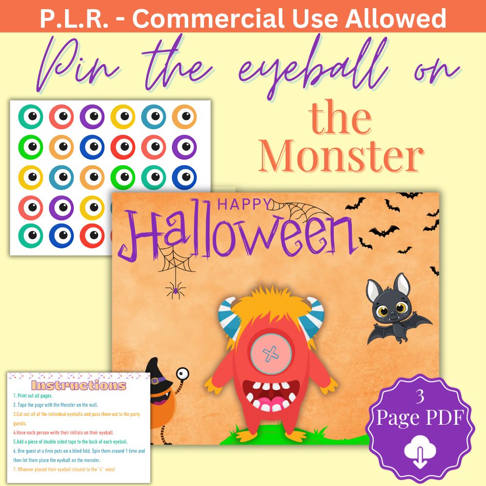 PLR Pin the Eyeball on the Monster – plr-printables-store PLR Pin the Eyeball on the Monster – plr-printables-store