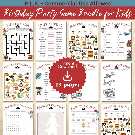 PLR Pirate Birthday Party Game Bundle