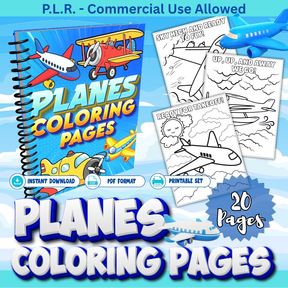 PLR Printable Planes Coloring Pages