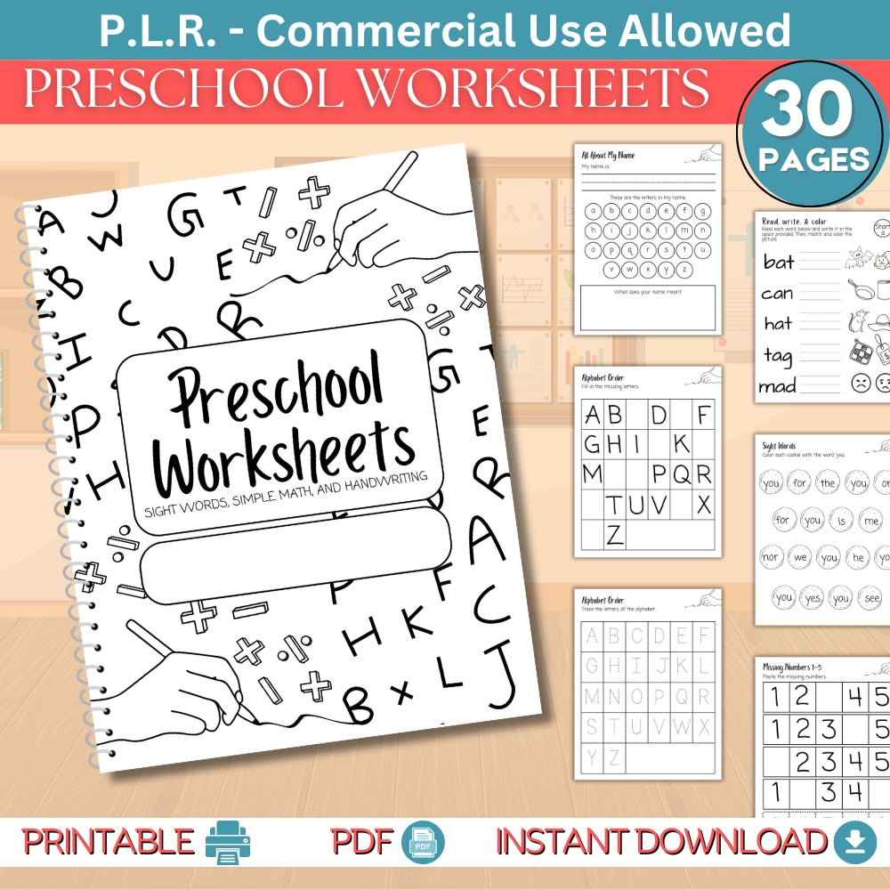 PLR Preschool Worksheets