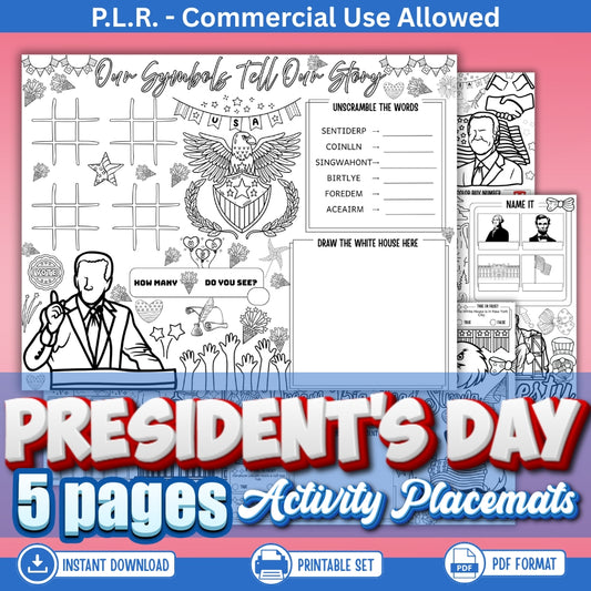 PLR President's Day Activity Placemats